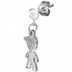 Cercei din inox cu baietei si zirconii albe [1]